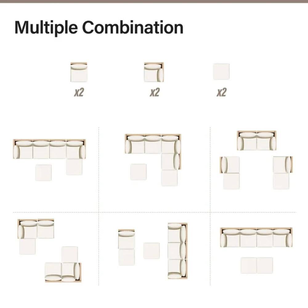 Beige 6-Piece Steel Frame Patio Furniture Set with Cushions