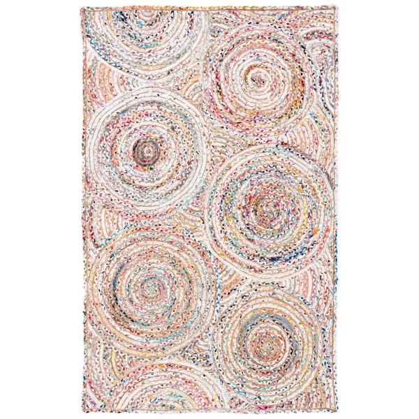 SAFAVIEH Cape Cod Beige/Multi Doormat 3 ft. x 5 ft. Abstract Circles Geometric Area Rug