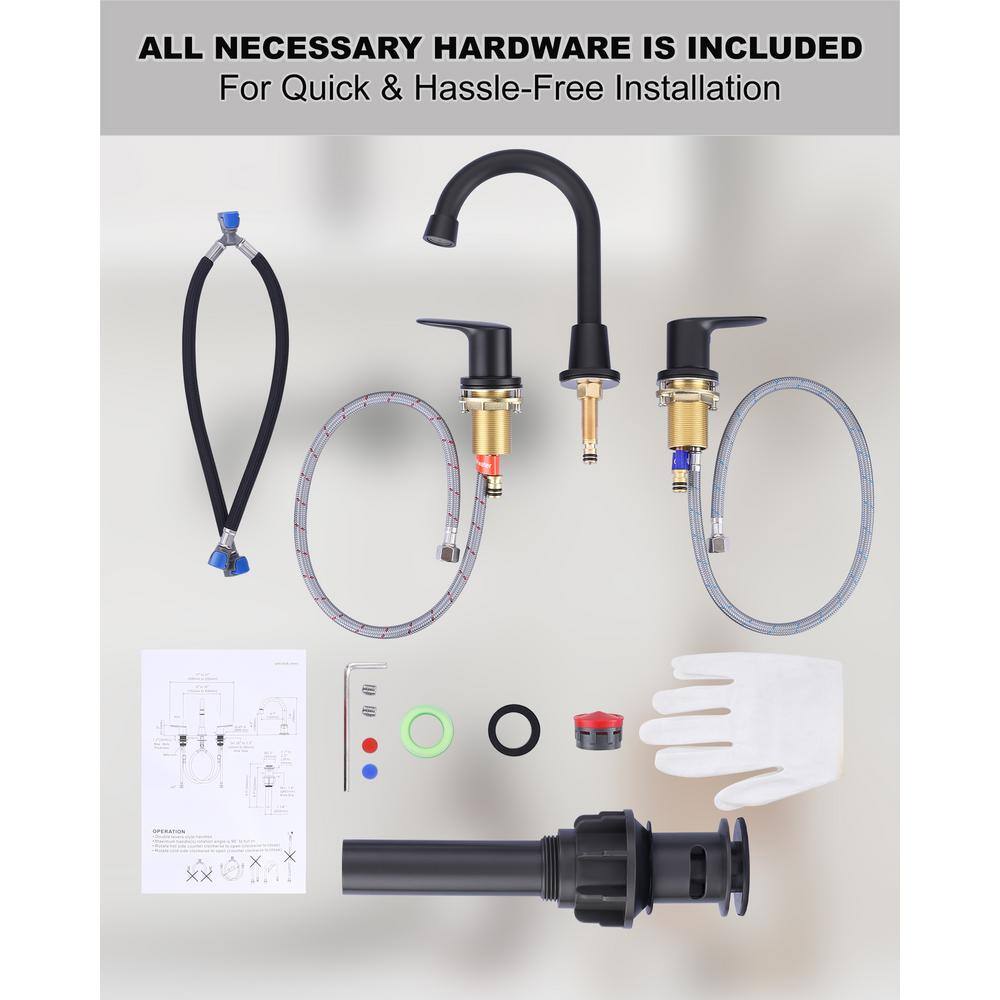 Matte Black Double Handle Widespread Bathroom Faucet