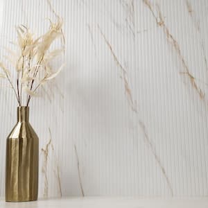 Take Home Tile Sample-UrbanSlat Marmi Gold 4 in. x 4 in. Satin Fluted Ceramic Fluted Wall Tile