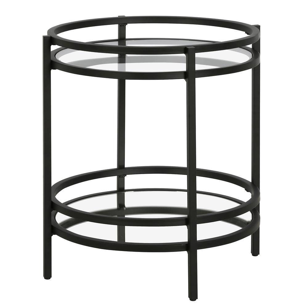 Modern Blackened Bronze 20" Round Metal & Glass Side Table