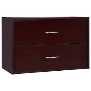 24.5 in. W Brown 16 in. H Rectangle Wood 2-Drawer Dresser Horizonal Organizer End Table Nightstand with Handle Wood