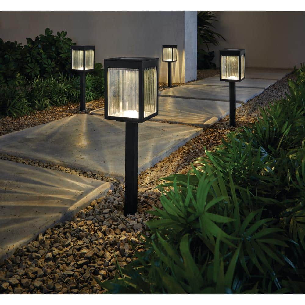 Hampton Bay Windy Ridge 10 Lumen Black LED Weather Resistant Outdoor Solar  Path Light with Plastic Lens (4-Pack) 324021- 003-4PK - The Home Depot, image size:1000x1000