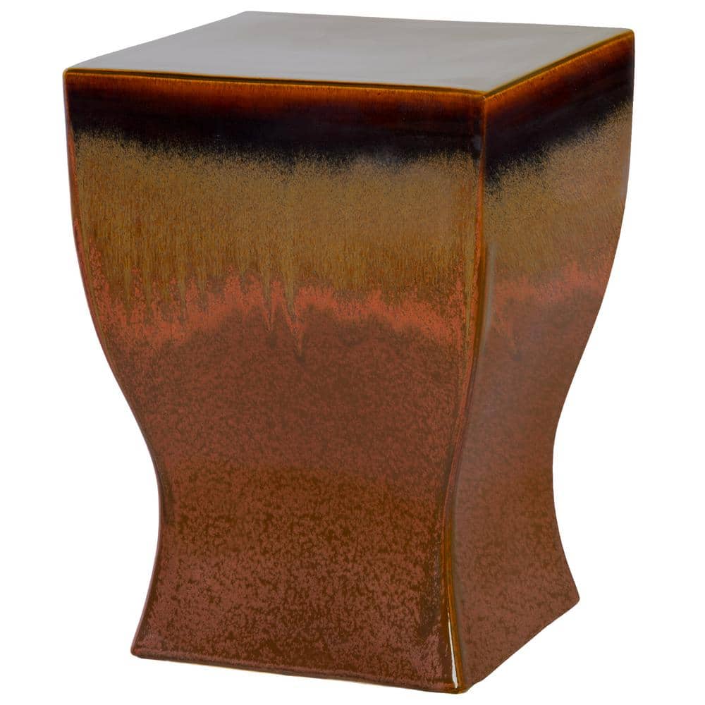 Emissary Square Brown/Copper Ceramic Garden Stool 1251BC The Home Depot