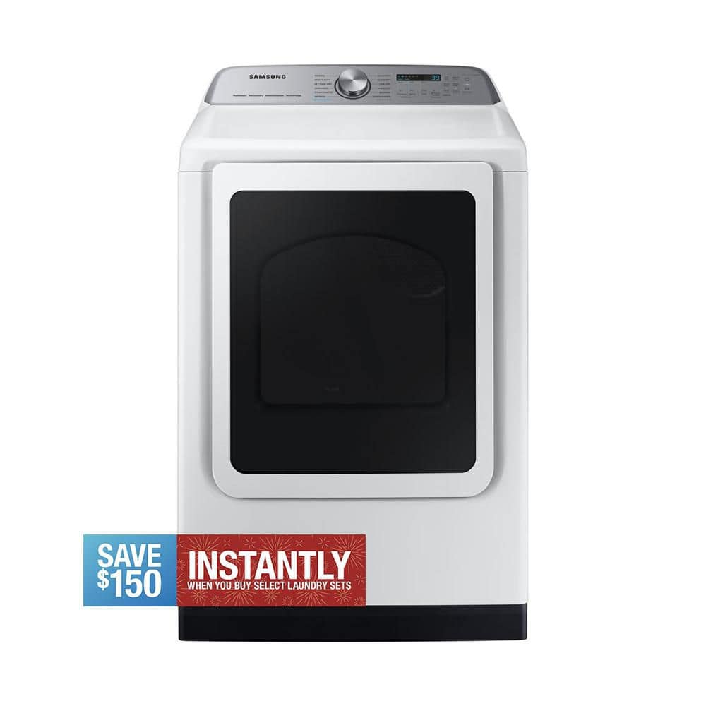 7.4 cu. ft. Vented Smart Front Load Gas Dryer with Steam Sanitize+ in White