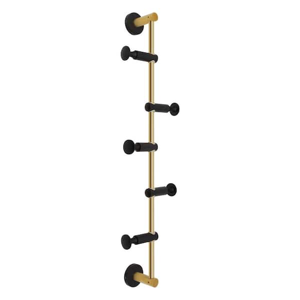 YIYIBYUS Black and Gold Metal Brass Wall Mounted Coat Rack with 5