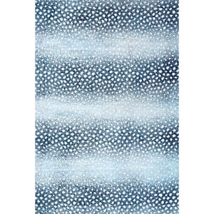Antelope Blue/Cream 3 ft. x 5 ft. Modern Animal Print Area Rug