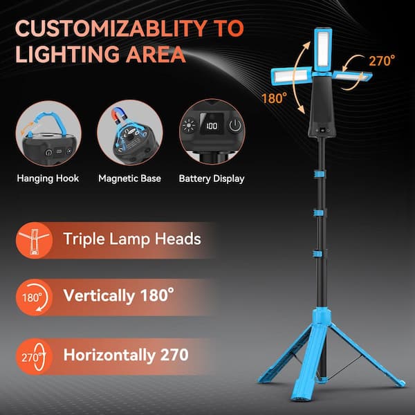 Dimgogo 3.7V 5500 Lumen LED Work Light with Stand, Blue NCY300-L