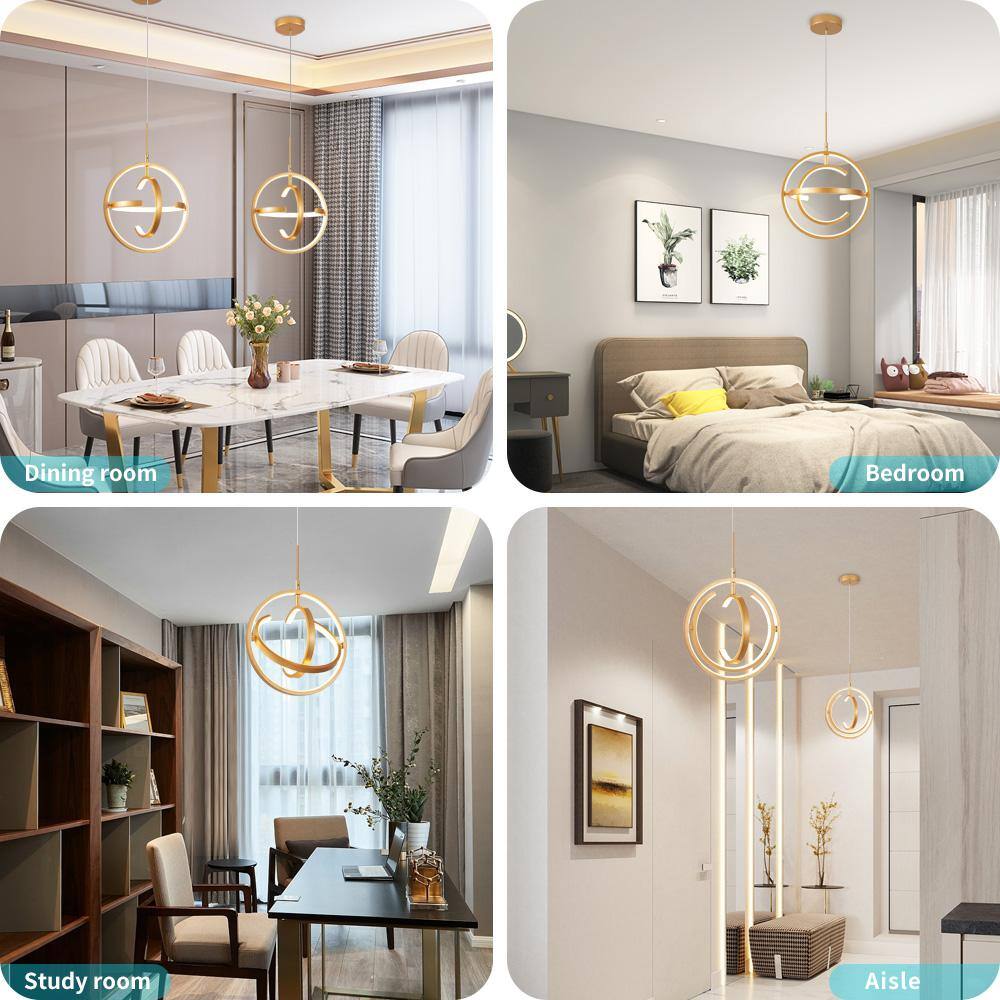 Gold Adjustable Globe LED Pendant Light with Cage Design