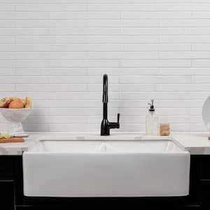 Stirling White Brick 2 in. x 18 in. Matte Porcelain Floor and Wall Tile (8 sq. ft./Case)