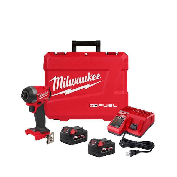 Milwaukee M18 FUEL 18V Lithium-Ion Brushless Cordless 1/4 in. Hex Impact Driver Kit with Two 5.0Ah Batteries Charger Hard Case