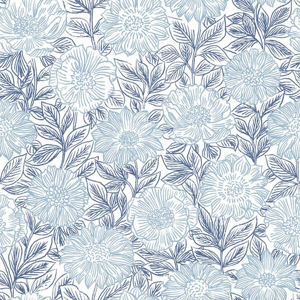 Chesapeake Blue Faustin Navy Floral Wallpaper Sample