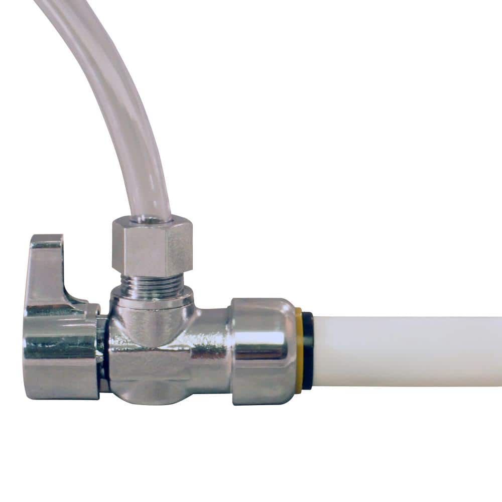 Chrome-Plated Brass Push-to-Connect Angle Stop Valve for Plumbing Fixtures