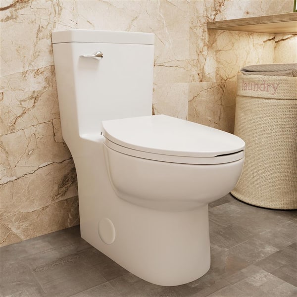 INSTER 1-piece 1.27 GPF Side Lever Handle Single Flush Elongated Toilet in White Include Seat & Lid and Bidet Sprayer