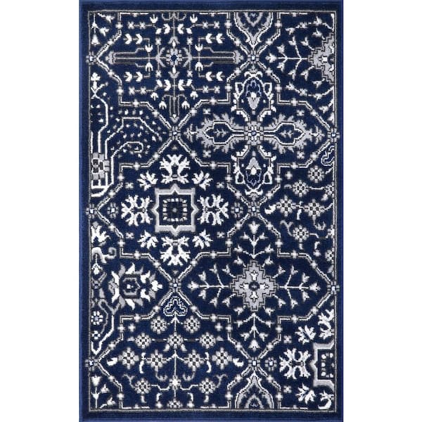 Jefferson Collection Athens Navy 3 ft. x 4 ft. Area Rug