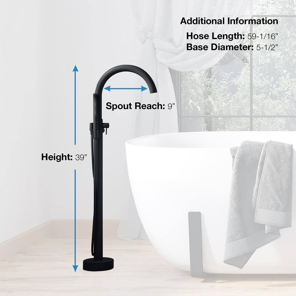 Athena Matte Black Freestanding Tub Faucet with Hand Shower