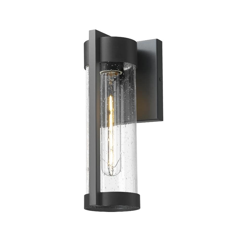 "Stratford 1-Light 13"" Matte Black Coastal Outdoor Sconce With Seeded Glass" price history on PriceWatchPro