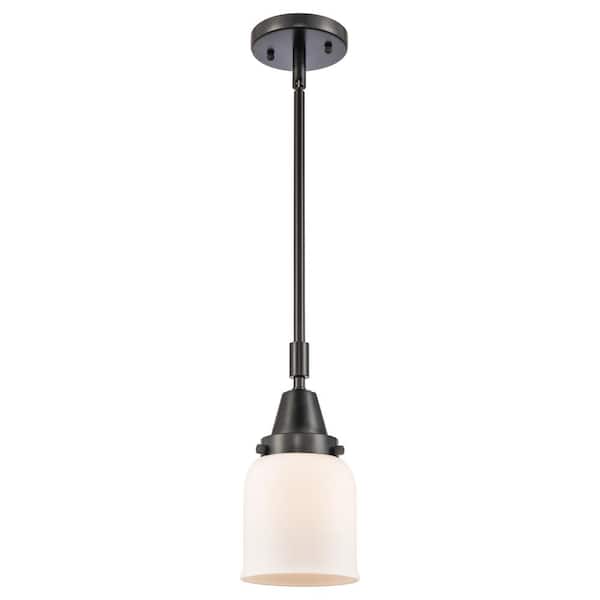 Bell 100-Watt 1-Light Matte Black Standard Mini Pendant Light with Matte White Glass, No Bulbs Included