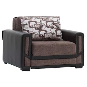Excellence Convertible Brown Armchair with Storage