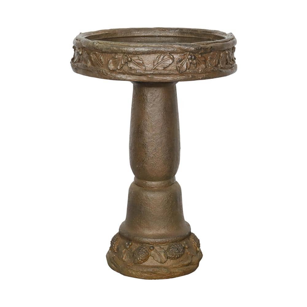 Watnature Concrete Birdbath for Outdoors 16.3 in. Dia. x 23.8 in. Vintage Garden Birdbath for Outside, Patio, Backyard, Lawn Decor 30020