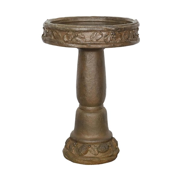 Concrete Birdbath for Outdoors 16.3 in. Dia. x 23.8 in. Vintage Garden Birdbath for Outside, Patio, Backyard, Lawn Decor