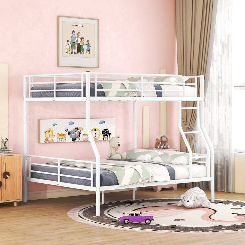 Polibi Full XL Over Queen Metal Bunk Bed, White RS-33435-K - The Home Depot