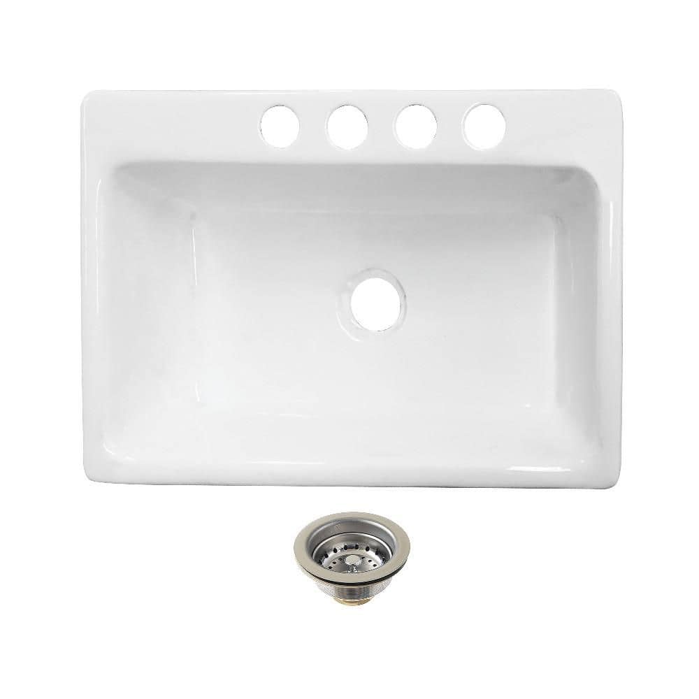Towne 33 in. Undermount Single Cast Iron Kitchen Sink with Basket Strainer price history on PriceWatchPro