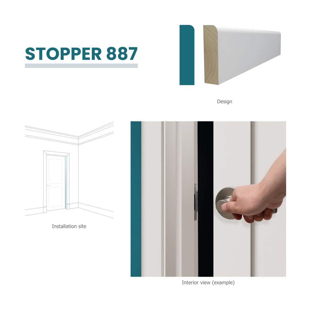 99'' White Primed Finger-Jointed Pine Doorstop Molding