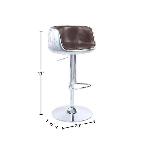 Acme Furniture Brancaster 41 in. Vintage Brown and Aluminum Low