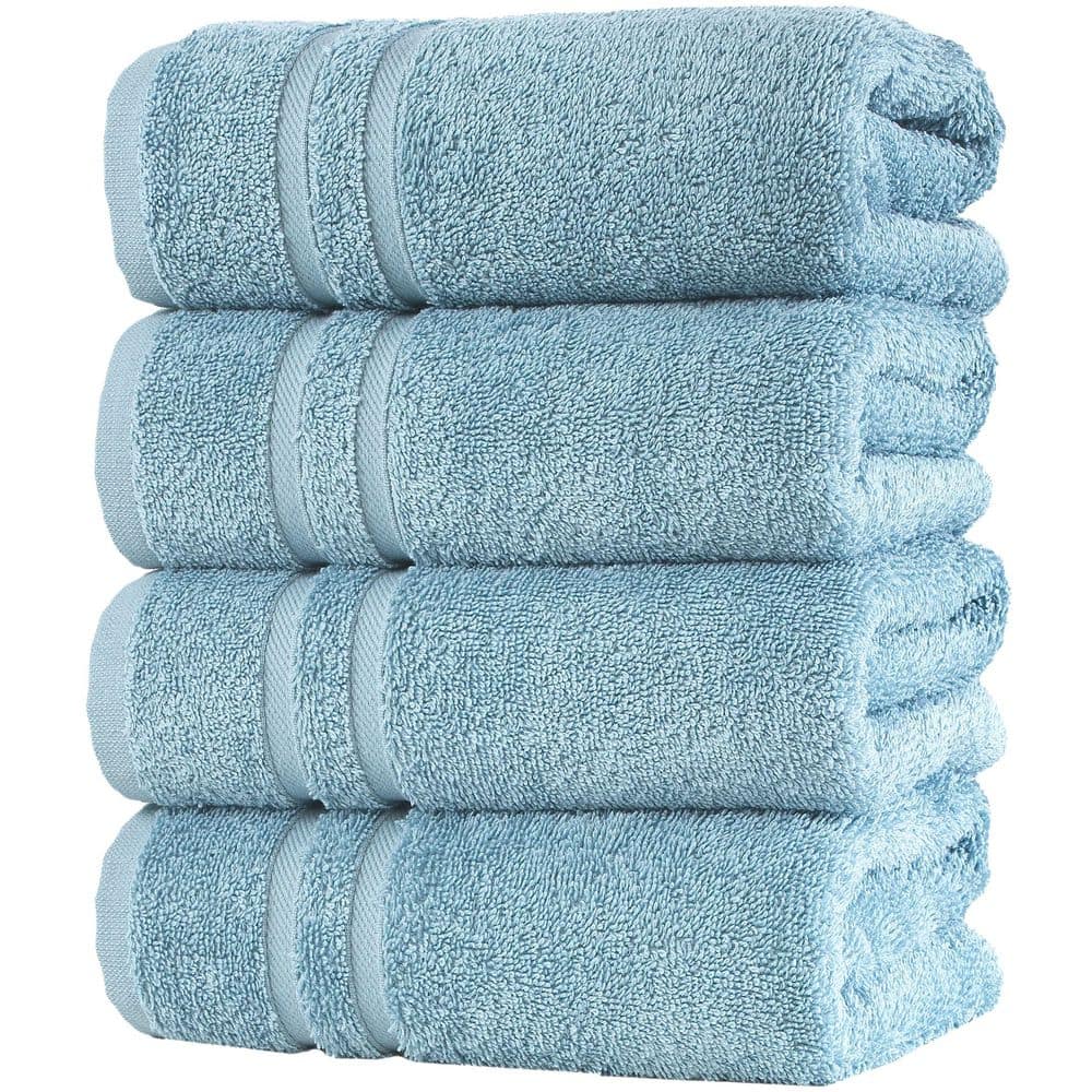 100% Cotton 4 Pack Premium Light Blue Hand Towels-Quick-Dry, High Absorbent