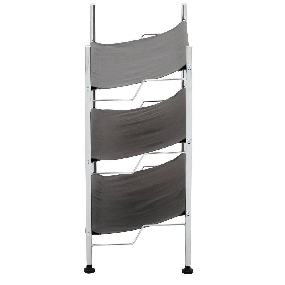 Black and Chrome 3-Tier Canvas Shoe Rack