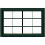 48 in. x 30 in. W-2500 Series Green Painted Clad Wood Awning Window w/ Natural Interior and Screen
