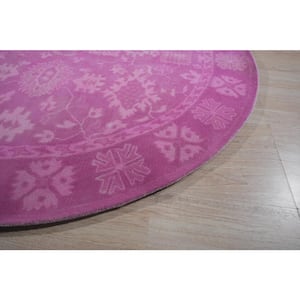 Pink Hand-Tufted Wool Traditional Overdyed Rug, 8' x 8', Area Rug