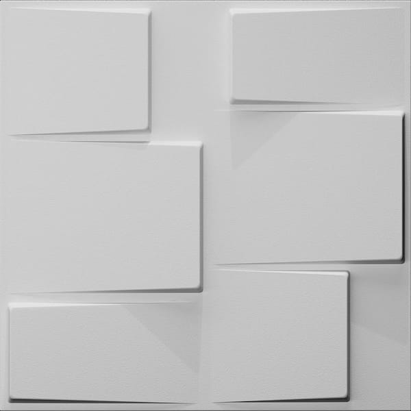 Dundee Deco Falkirk Fifer 20 in. x 20 in. Paintable Off White Geometric Steps Fiber Decorative Wall Paneling (10-Pack)