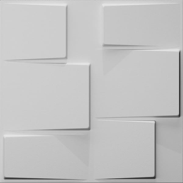 Dundee Deco Falkirk Fifer 20 in. x 20 in. Paintable Off White Geometric Steps Fiber Decorative Wall Paneling