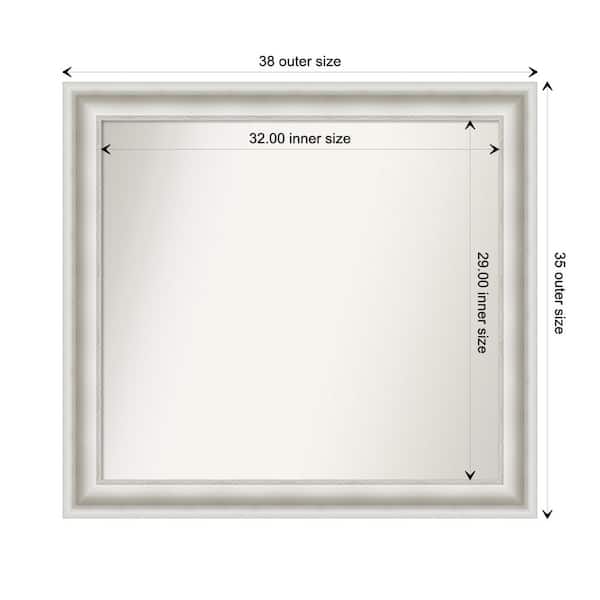 Amanti Art Parlor White 37.5 in. W x 34.5 in. H Custom Non-Beveled Recycled Polystyrene Framed Bathroom Vanity Wall Mirror
