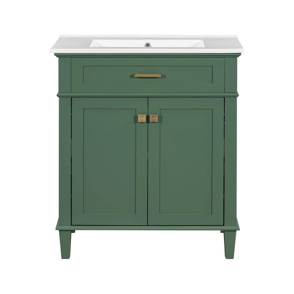 30 in. Single Sink Freestanding Vanity Green Bath Vanity with White Ceramic Sink Top price history on PriceWatchPro