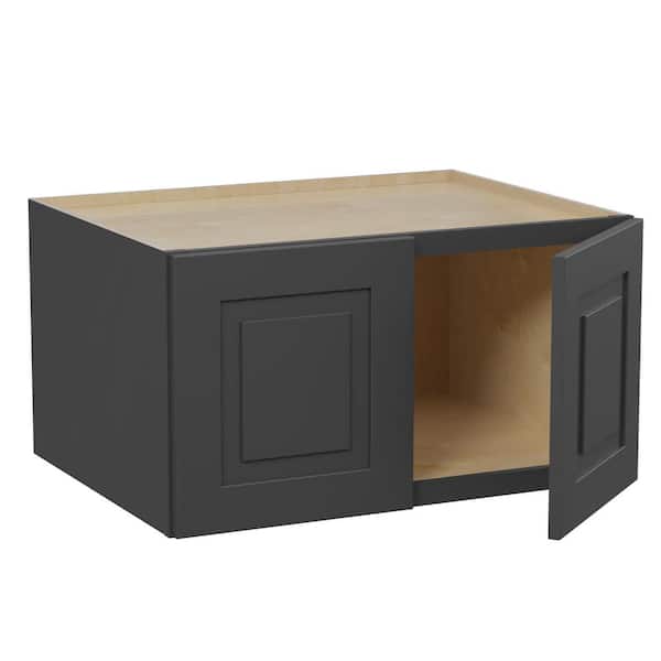 Home Decorators Collection Grayson 30 in. W x 24 in. D x 15 in. H Assembled Plywood Wall Bridge Kitchen Cabinet in Deep Onyx with Soft Close