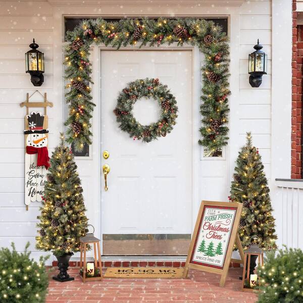 Glitzhome 24 in. H Christmas Wooden Porch Sign/Standing Decor