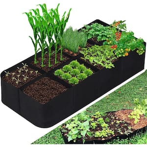 60 Gal 8-Grid Black Fabric Raised Garden Bed Square Plant Grow Bags Rectangular Planting Container (1-Pcs)