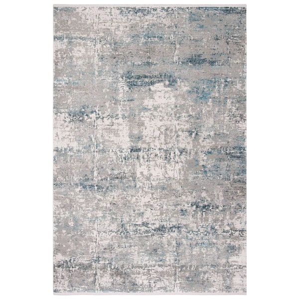 Eclipse 6 ft. x 9 ft. Gray/Teal Contemporary Watercolor Abstract Area Rug
