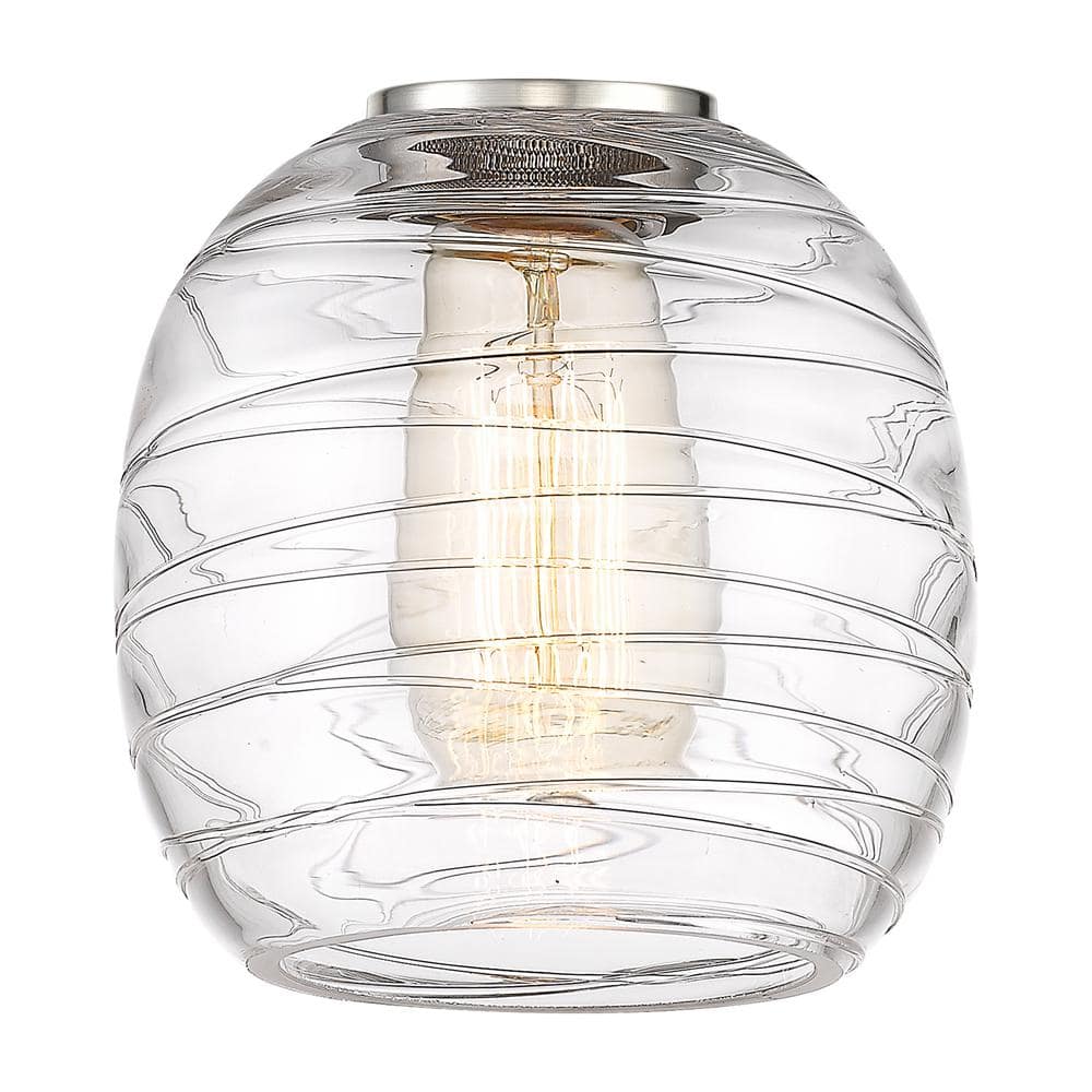 Brushed Satin Nickel Mini Drum Glass Pendant Light
