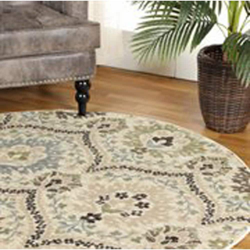 Augusta Multicolored Floral Damask 5' Round Synthetic Area Rug