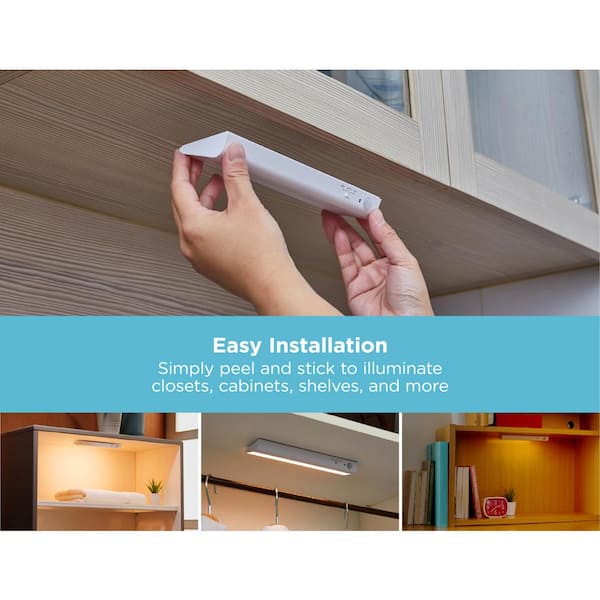 9 in. LED 1-Bar Battery Under Cabinet Lighting Kit in Warm White