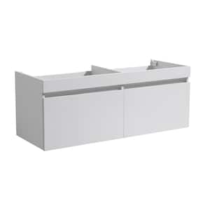 Mezzo 60 in. Modern Wall Hung Double Sink Bath Vanity Cabinet Only in White