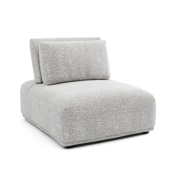 Fairwind 37 in. Armless Boucle Fabric Rectangle Modular Extendable Back Sofa in Light Gray