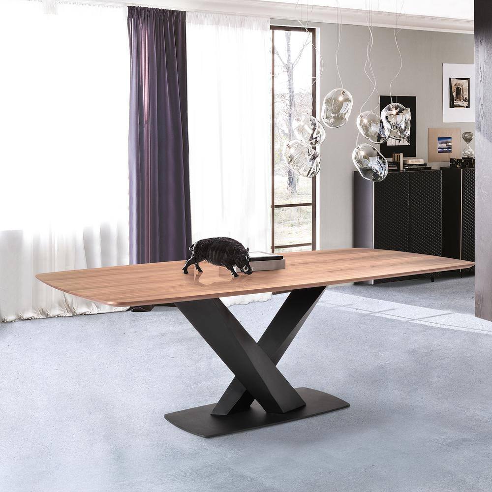 Everett 87" Black and Walnut Contemporary Dining Table