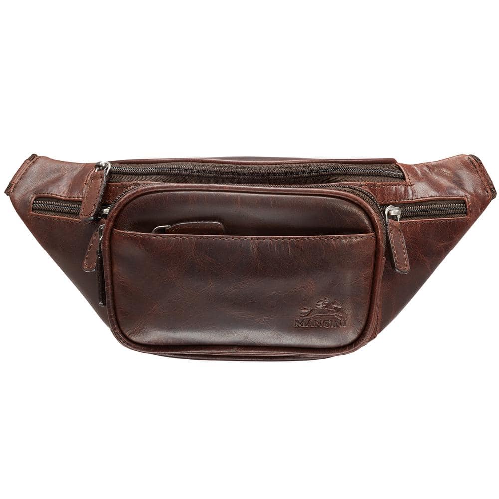 MANCINI Buffalo Collection 5.5 in. Brown Leather Classic Waist pack 99 ...