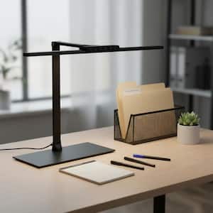 27-3/4 in. Lime Green LED Desk Lamp with Bladeless Fan, Dimmer and