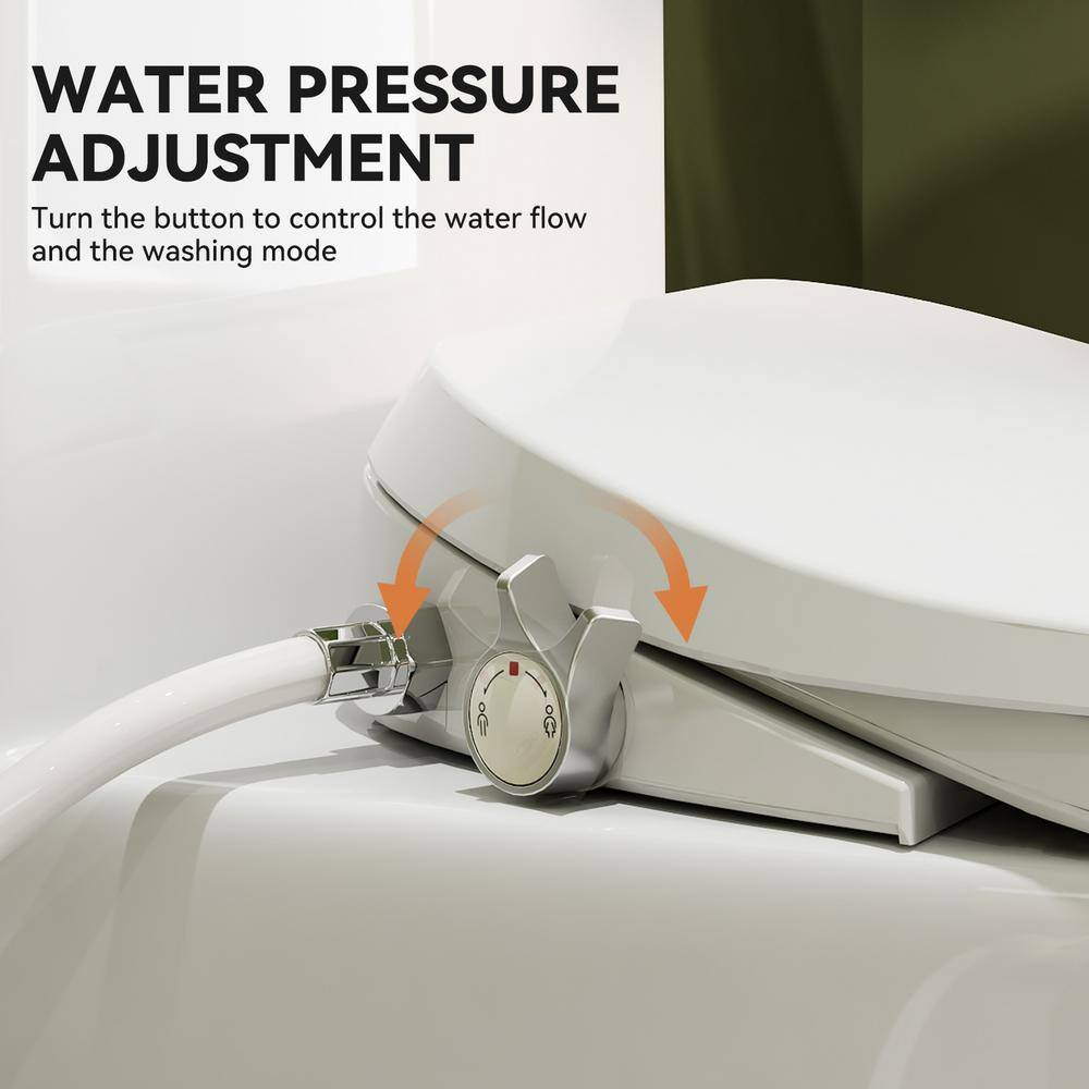 White Porcelain Elongated Dual Flush ADA Toilet with Bidet Seat